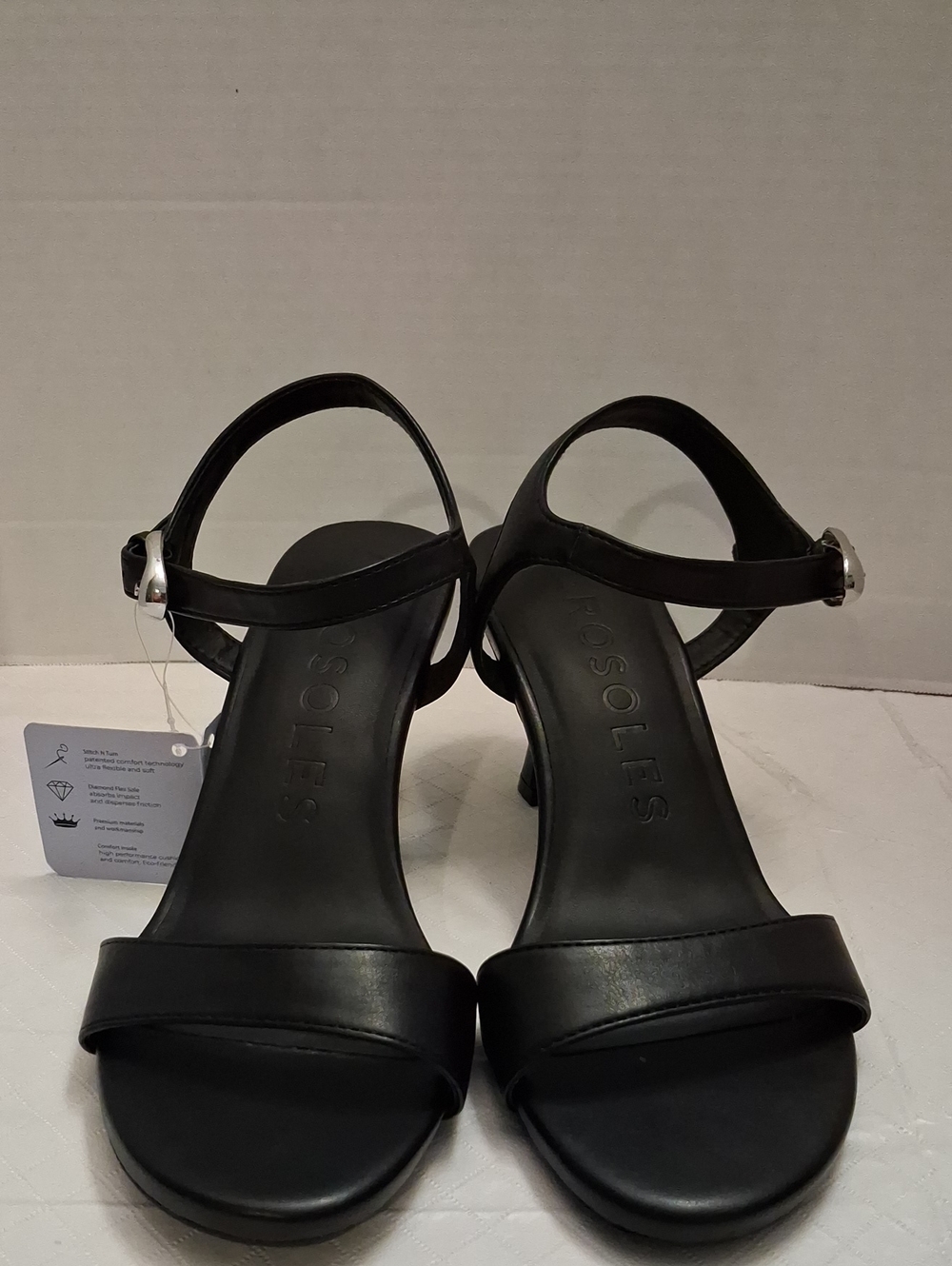 AEROSOLES Size 8.5 Women's Black High-Heel Open-Toe Ankle-Strap Comfort Shoe.